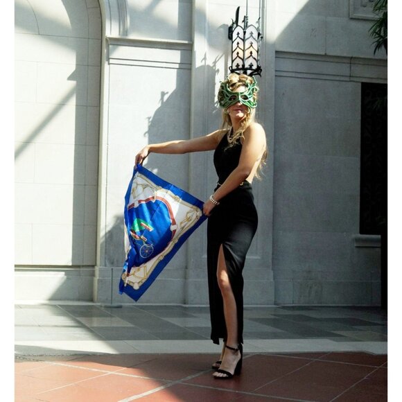 Equestrian Golden Stirrups Carriage Scarf Vintage Accessory - Picture 4 of 5